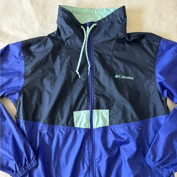 columbia lightweight blue navy breathable full zip jacket windbreaker women’s m - Picture 2 of 10